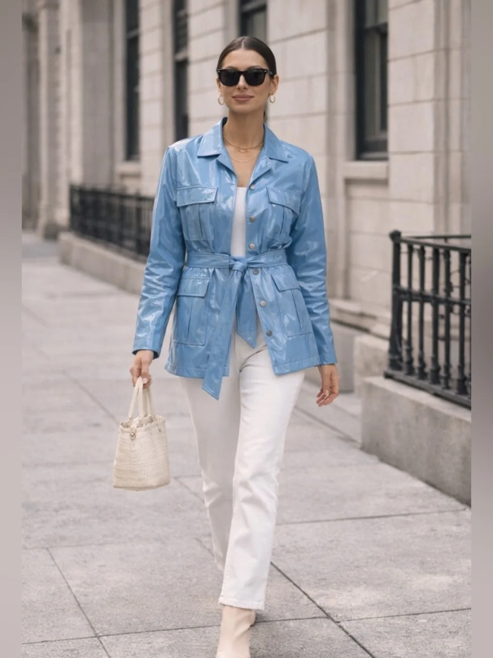 NWT Rails The Romily Vegan Leather Utility, Safari jacket in Bluestone Size L - Picture 2 of 15